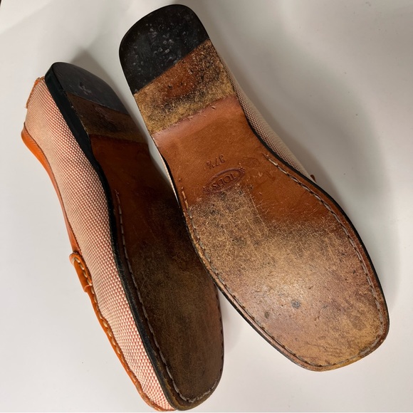 Tod's Driver Loafers Orange Leather size 7 - Picture 4 of 6